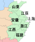 華東エリアの地図